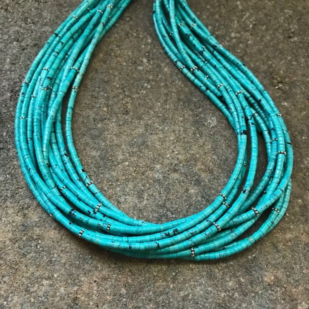 Sterlingsilver Multi Strand Turquoise Beadnecklace - image 6